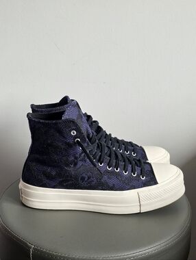 Converse Chuck Taylor All Star Lift High Top Sneakers Purple Black Floral